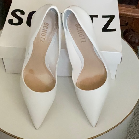 SCHULTZ Lou White Leather Heels Size 8 - Picture 3 of 9